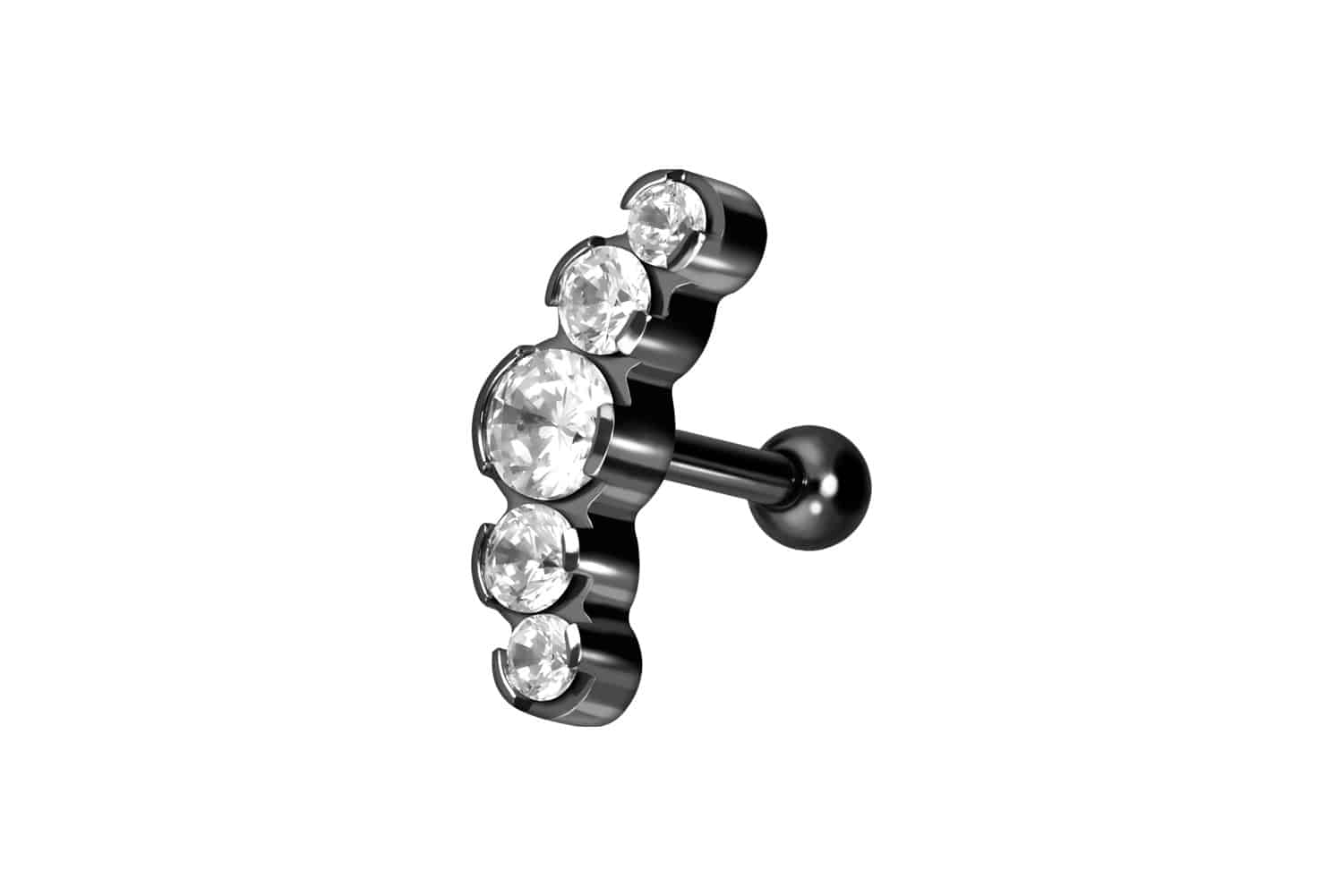 Titan Ohrpiercing 5 EINGEFASSTE KRISTALLE